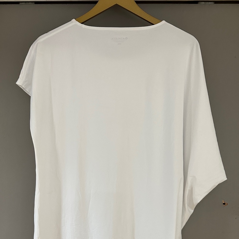 Athleta White Asymmetrical Tunic Stretch Top Minimalist Athleisure - Picture 7 of 9
